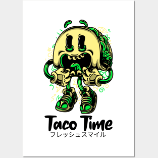 Taco Time Face Fun Food Posters and Art